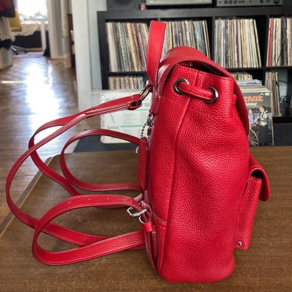 Coach mini backpack, red leather - Picture 2 of 8